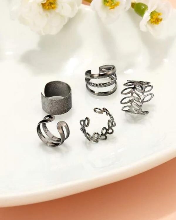 Set 5 cercei ear cuff negru