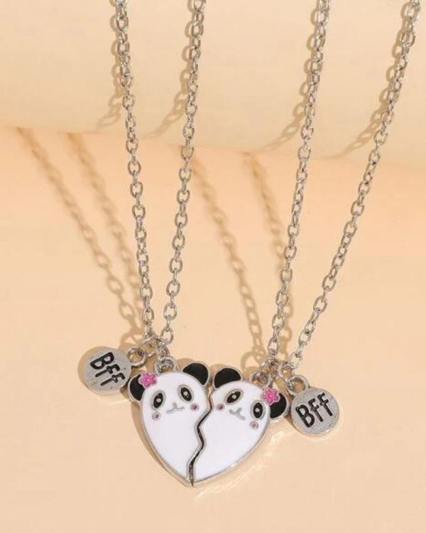 Set de 2 lantisoare inscriptie best friend cu pandantiv panda bff