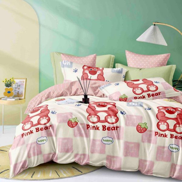 Lenjerie 4 piese din bumbac finet pink bear