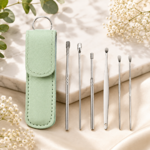 Set Curățare Urechi Portabil Verde – Igienic și Ergonomic