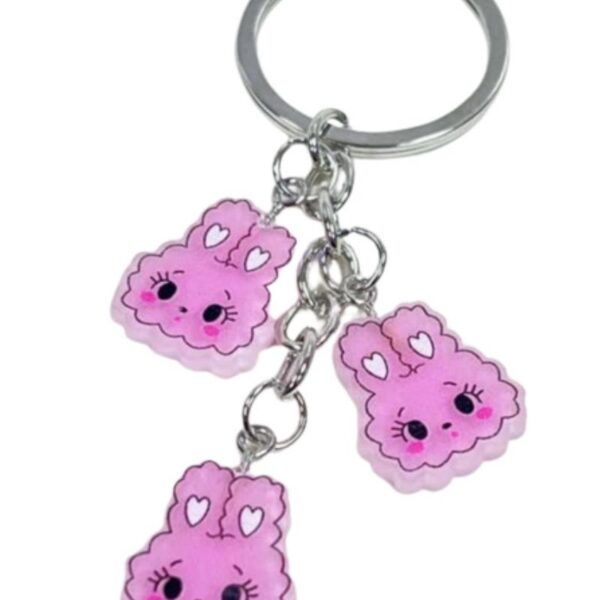 Breloc 3 Iepurași Roz – Accesoriu Drăguț și Jucăuș