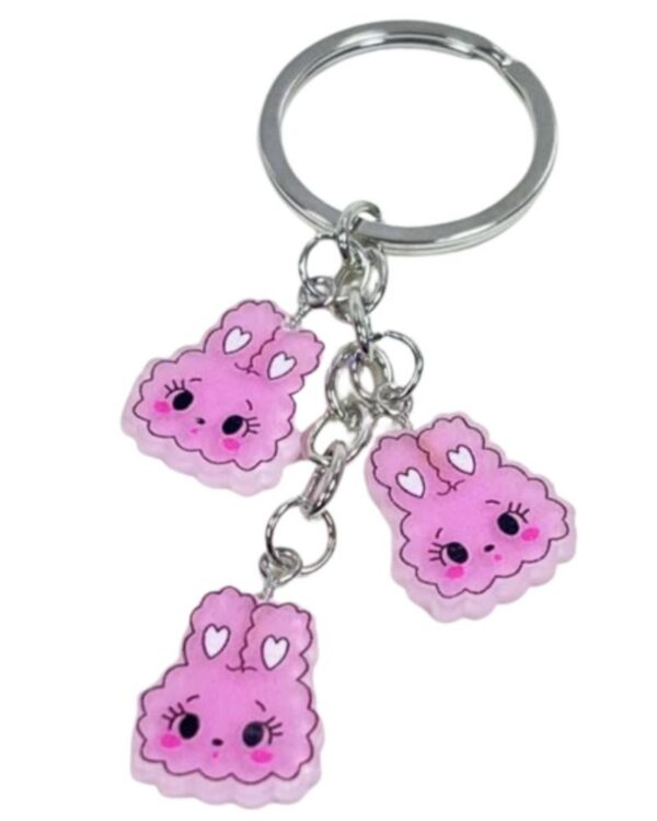 Breloc 3 Iepurași Roz – Accesoriu Drăguț și Jucăuș