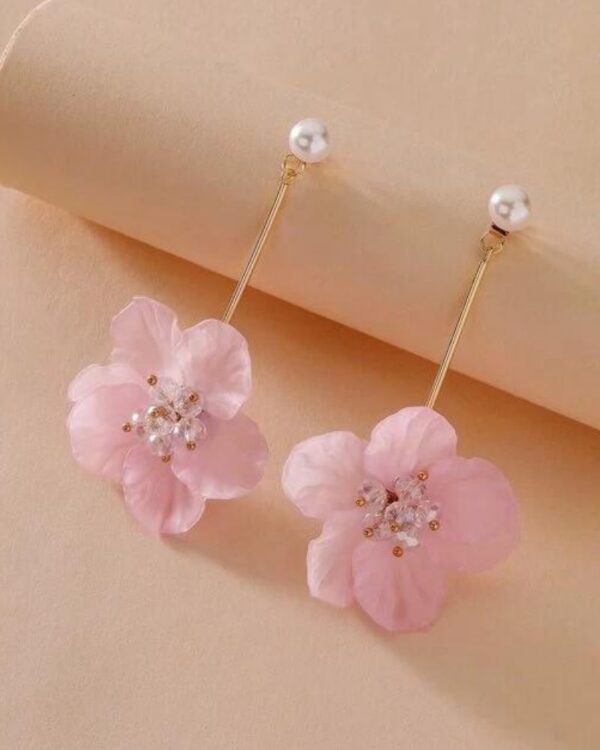 Cercei Peony Floare 10 cm – Model Roz Delicat