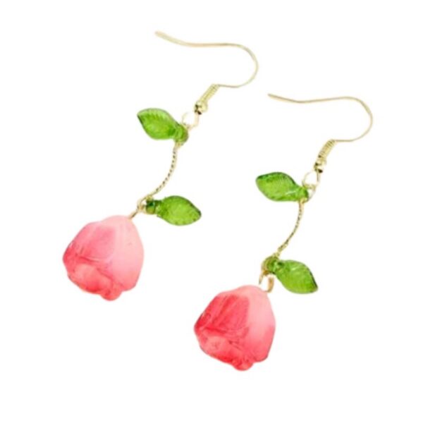 Cercei Rose Floare Roz, 5.2 cm – Multicolor și Elegant