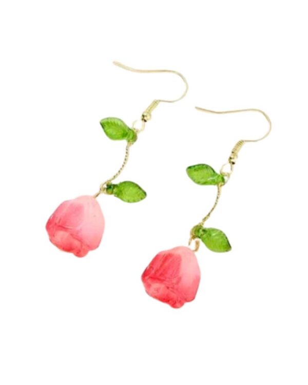 Cercei Rose Floare Roz, 5.2 cm – Multicolor și Elegant