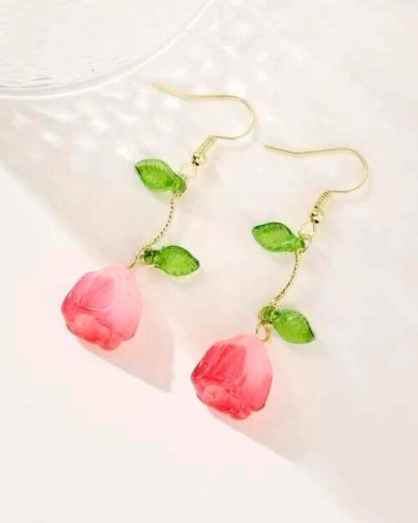 Cercei Rose Floare Roz, 5.2 cm – Multicolor și Elegant