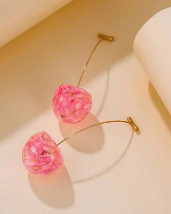 Cercei Syggy Cherries – Cireșe Roz Deschis cu Inserții