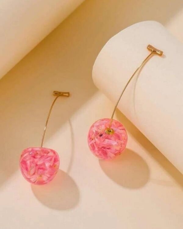 Cercei Syggy Cherries – Cireșe Roz Deschis cu Inserții