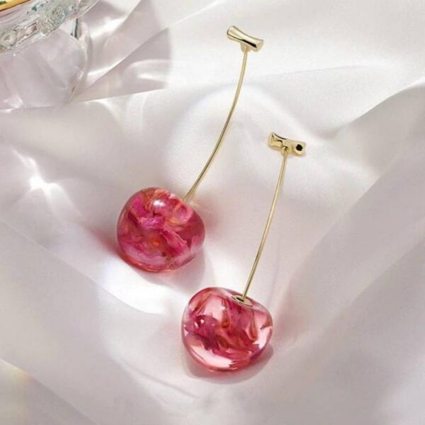 Cercei Syggy Cherries – Cireșe Roz Transparent cu Inserții