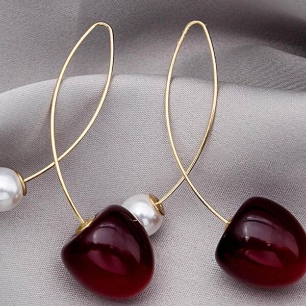 Cercei Syggy Cherries – Cireșe cu Perlă, Auriu/Grena