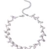 Colier Zig Zag Chocker, Argintiu cu Perle False – Stil Elegant