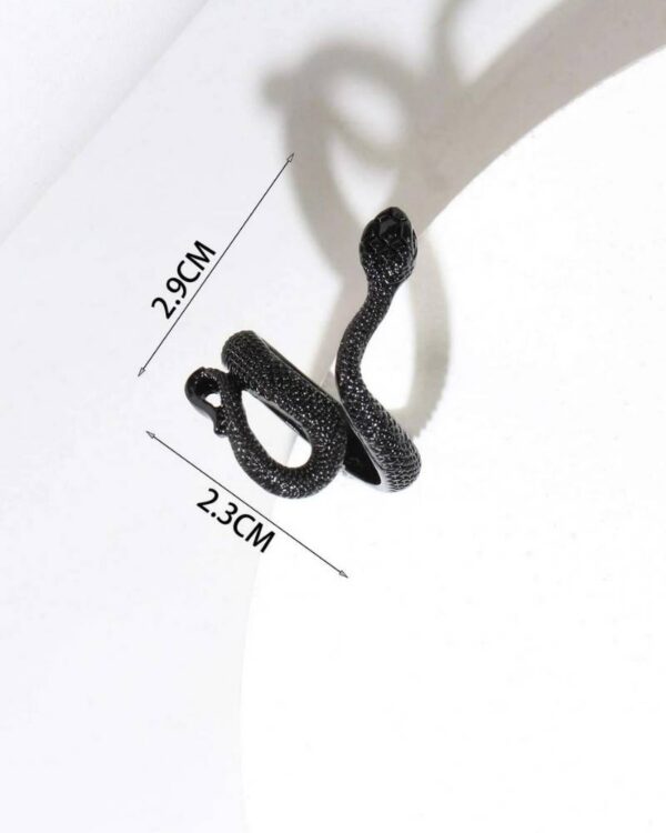 Inel Snake Negru – Șarpe Ajustabil, Model Syggy