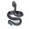 Inel Snake Negru – Șarpe Ajustabil, Model Syggy