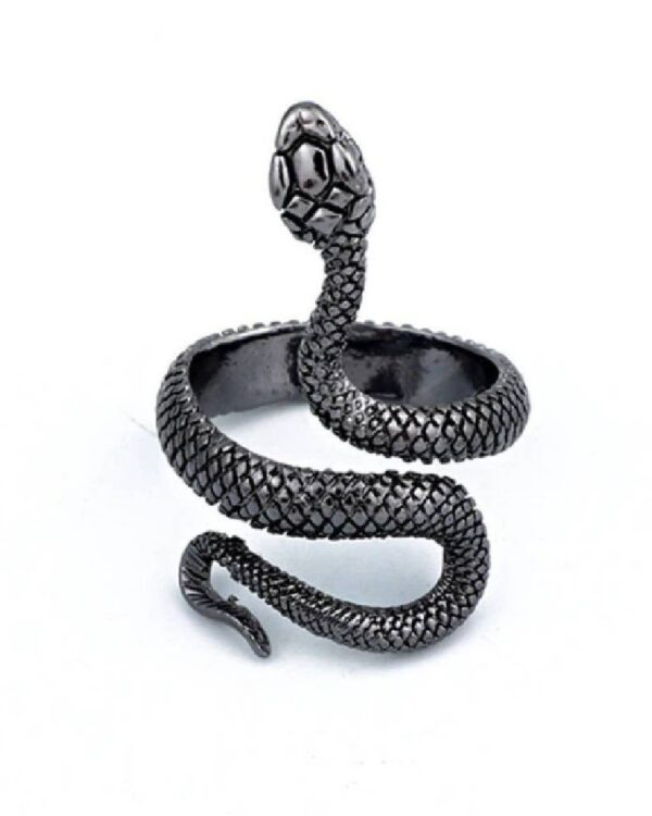 Inel Snake Negru – Șarpe Ajustabil, Model Syggy