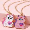Set 2 Lanturi Best Friend cu Pandantiv Pisicute Inima
