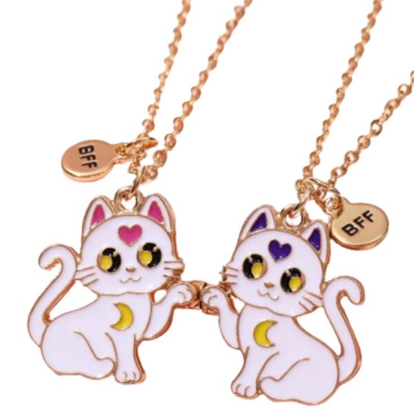 Set 2 Lanturi Best Friend cu Pandantiv Pisicute Inima