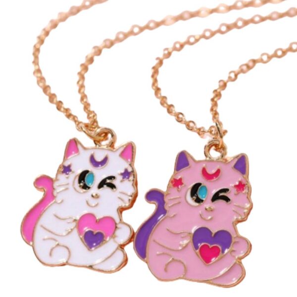 Set 2 Lanturi Best Friend cu Pandantiv Pisicute Inima