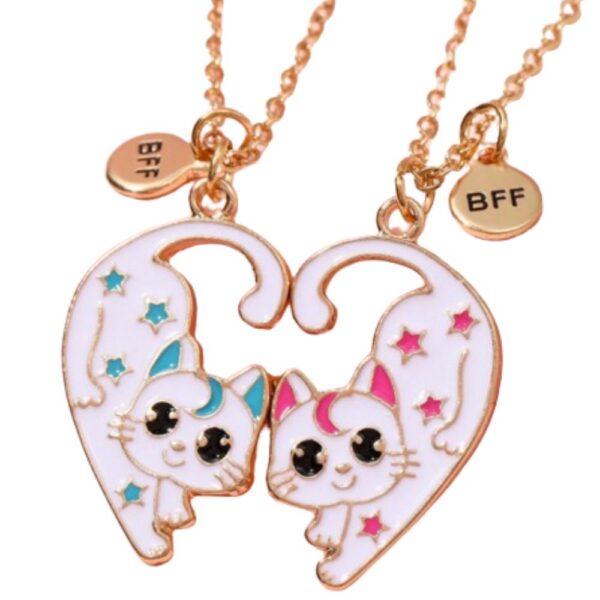 Set 2 Lanturi Best Friend cu Pandantiv Pisicute Cat BFF Luna