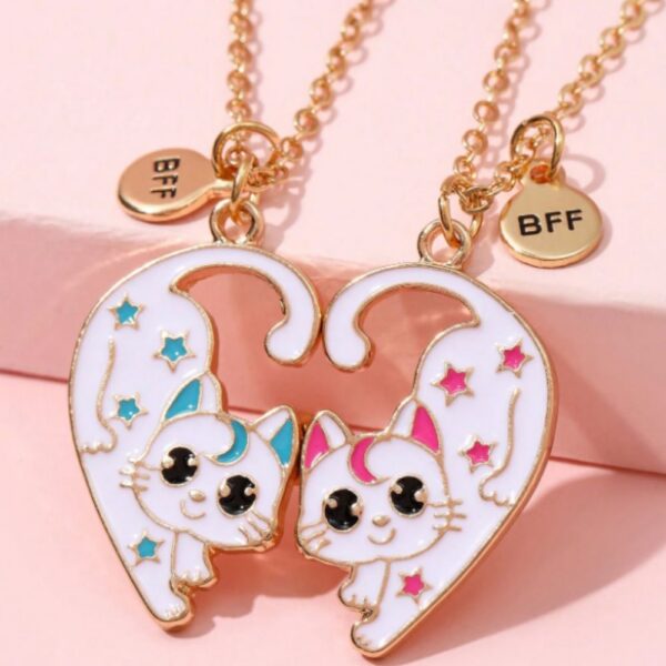 Set 2 Lanturi Best Friend cu Pandantiv Pisicute Cat BFF Luna