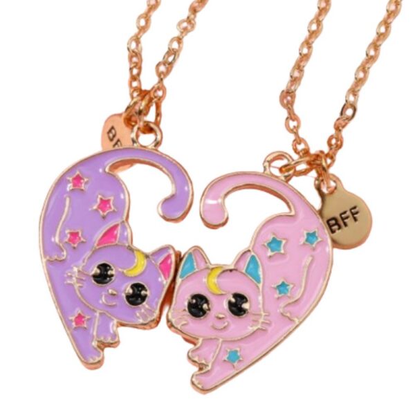 Set 2 Lanturi Best Friend cu Pandantiv Pisicute Luna