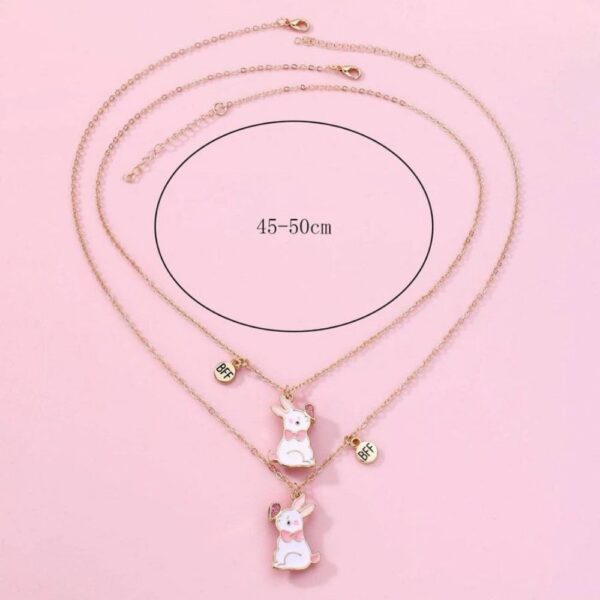 Set 2 Lanturi Best Friend cu Pandantiv Iepuraș BFF