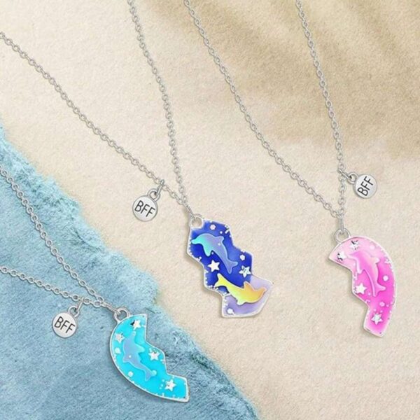 Set 3 Lanturi Best Friend cu Pandantiv Delfin BFF