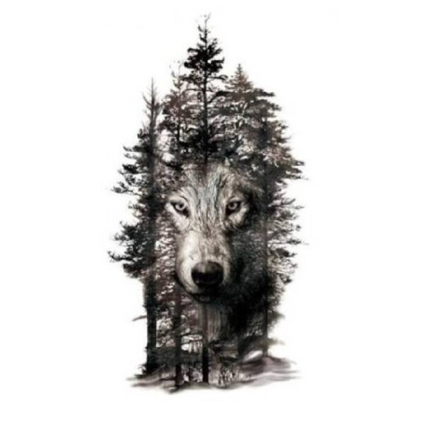Tatuaj Temporar Wolf – Braț sau Picior 13x17 cm