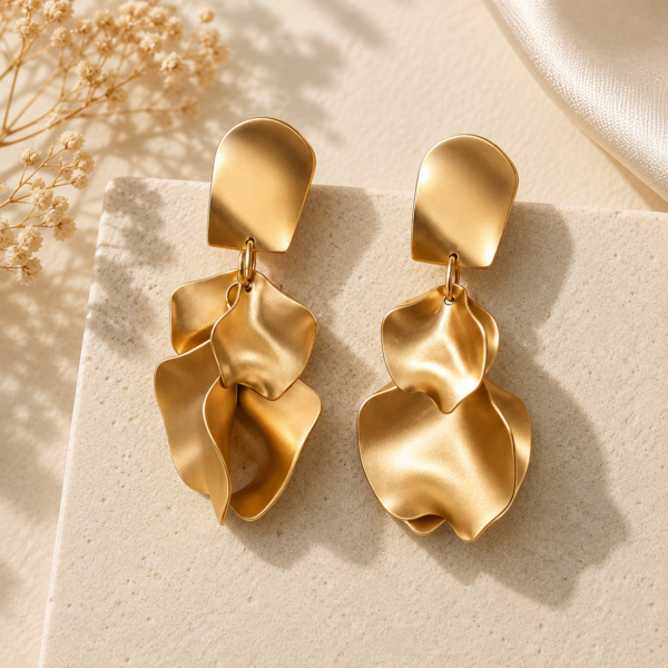 Cercei Petale Auriu – Design Floral Elegant Cercei Petale Auriu – Design Floral Elegant