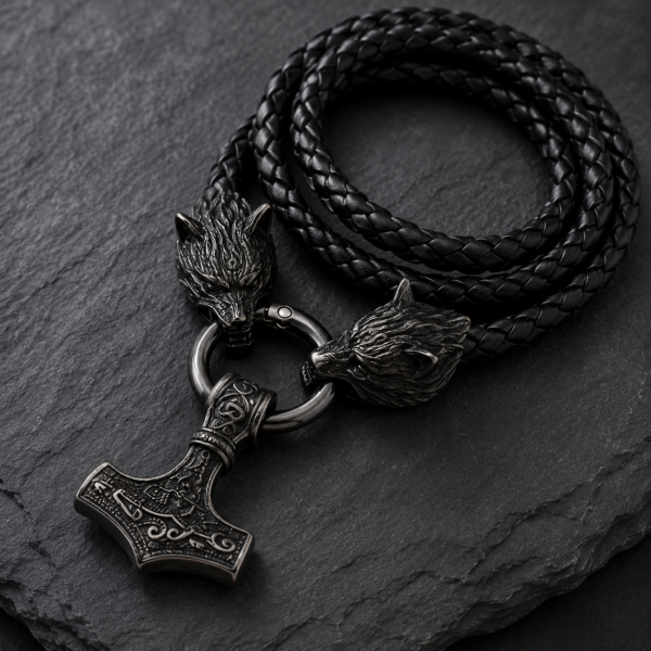 Lanț cu Pandantiv Ciocanul lui Thor – Model Viking Negru Lanț cu Pandantiv Ciocanul lui Thor – Model Viking Negru