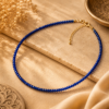Choker Albastru cu Pietre Strălucitoare – Colier Elegant 45 cm