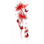 Tatuaj Temporar Floral cu Fluturi Roșii – Design Colorat